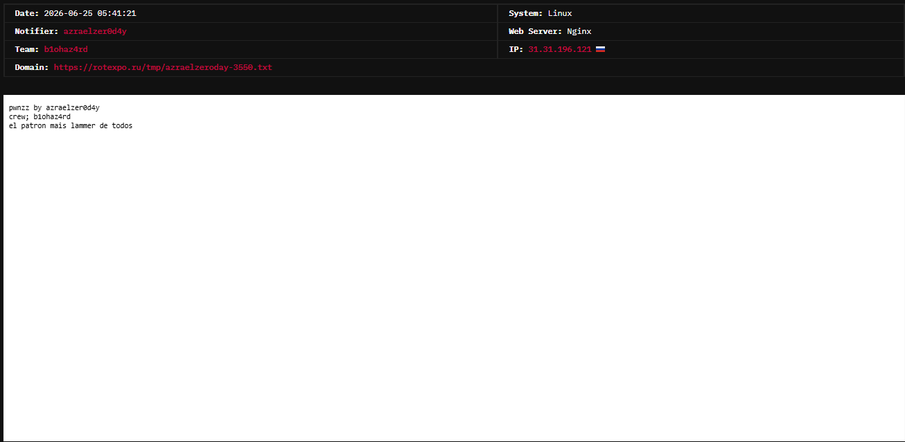 azraelzer0d4y targets the website of ROTEX-xLab 威胁情报