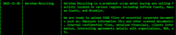 Gershow Recycling成为Akira勒索软件的受害者-xLab 威胁情报