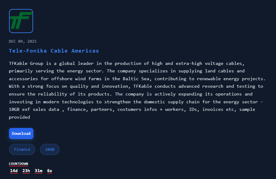 TELE-FONIKA Cable Americas成为Nova勒索软件的受害者-xLab 威胁情报