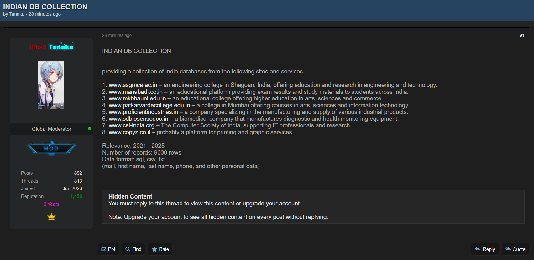 涉嫌泄露印度组织数据-xLab 威胁情报