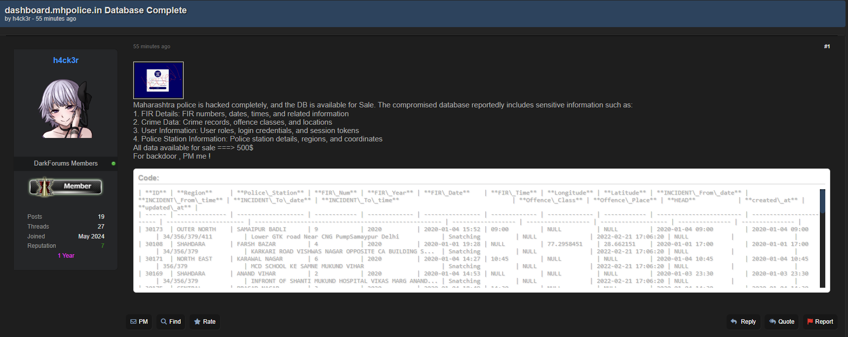 马哈拉施特拉邦警方涉嫌出售数据-xLab 威胁情报