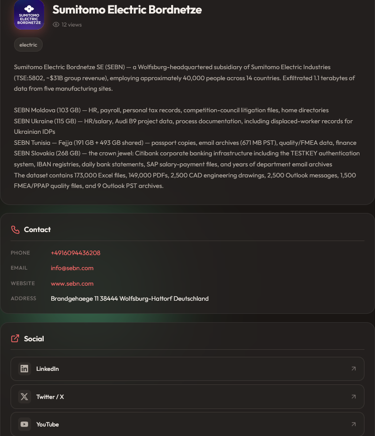 Sumitomo Electric Bordnetze SE falls victim to Aur0ra Ransomware-xLab 威胁情报