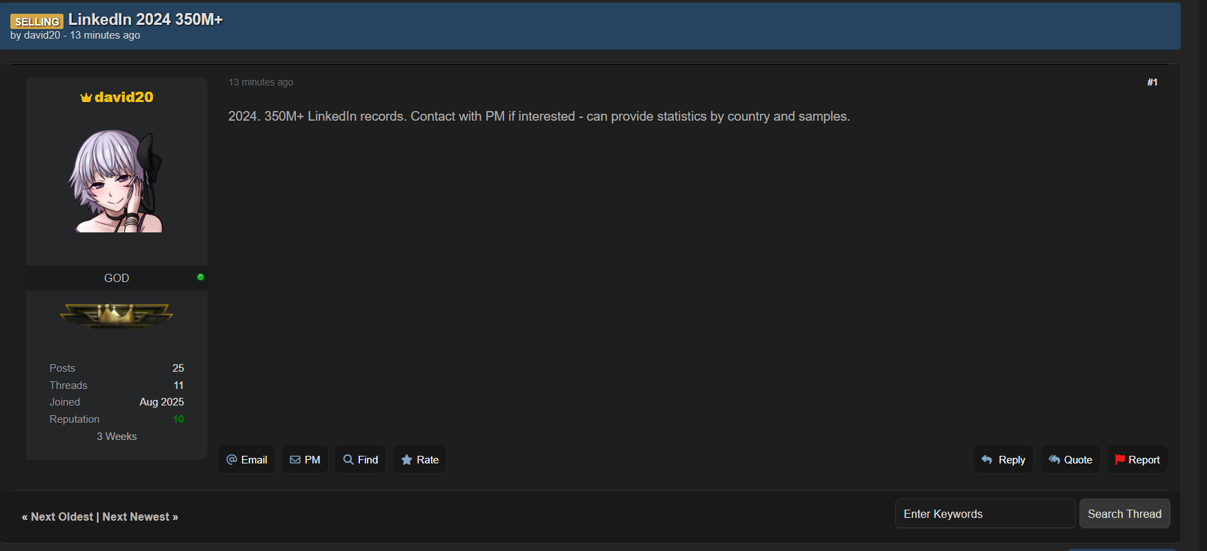LinkedIn涉嫌数据出售-xLab 威胁情报