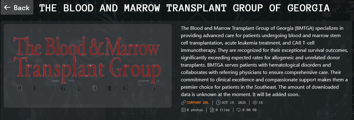 佐治亚州BLOOD和骨髓移植集团成为Qilin勒索软件的受害者-xLab 威胁情报
