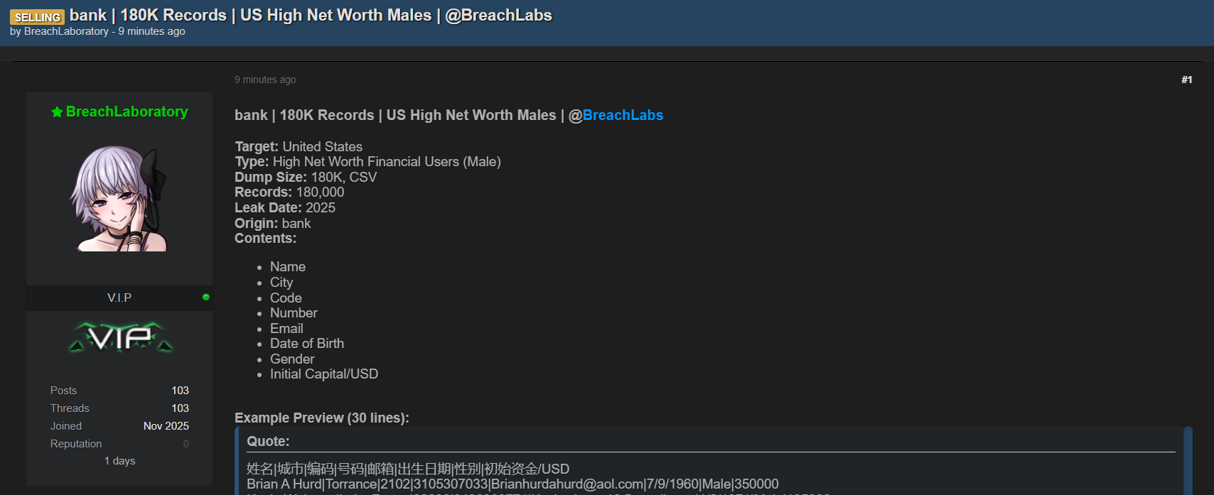涉嫌在美国出售高net男性的数据-xLab 威胁情报