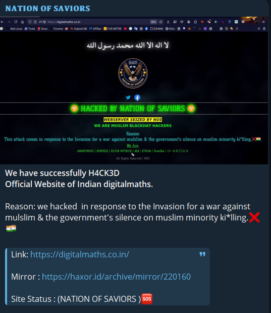 NATION OF SAVIORS瞄准数字数学网站-xLab 威胁情报