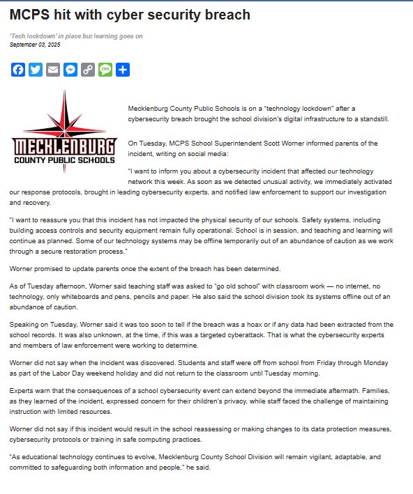 梅克伦堡县公立学校成为Qilin勒索软件的受害者-xLab 威胁情报