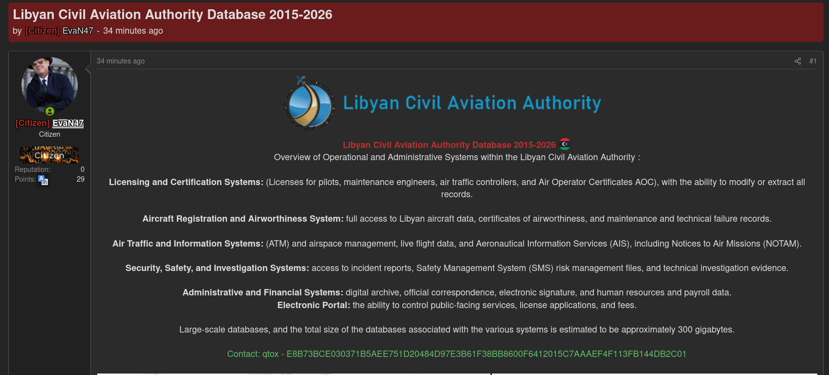 Alleged Data Breach of Libyan Civil Aviation Authority-xLab 威胁情报