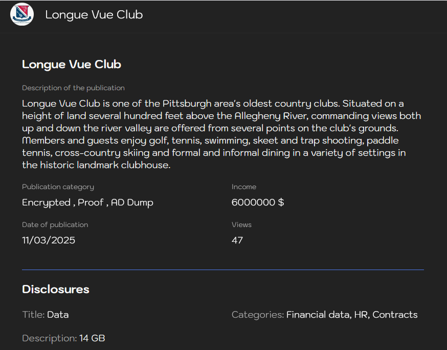 Longue Vue Club成为LYNX勒索软件的受害者-xLab 威胁情报