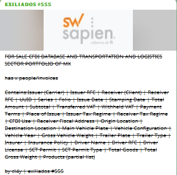 Alleged data sale of SW sapien-xLab 威胁情报