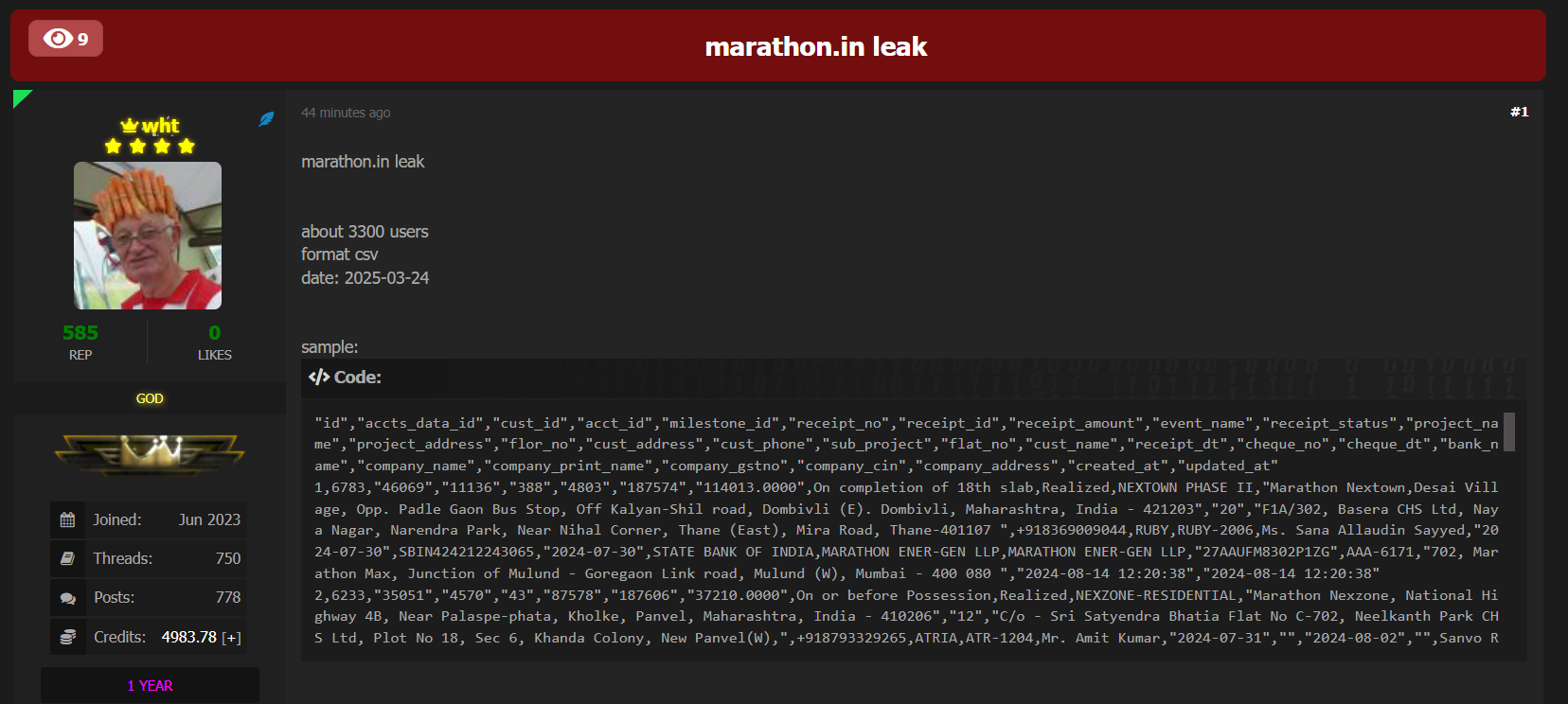 马拉松地产涉嫌数据外泄-xLab 威胁情报