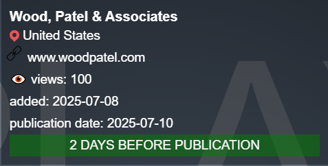 Wood，Patel&Associates，Inc成为PLAY勒索软件的受害者-xLab 威胁情报