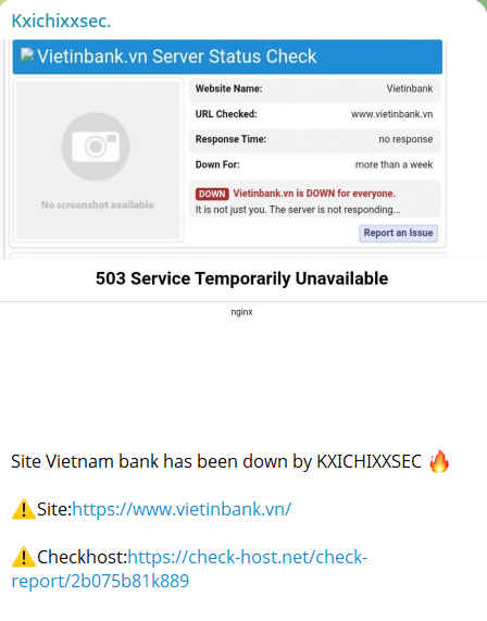 Kxichixxsec针对VietinBank网站-xLab 威胁情报