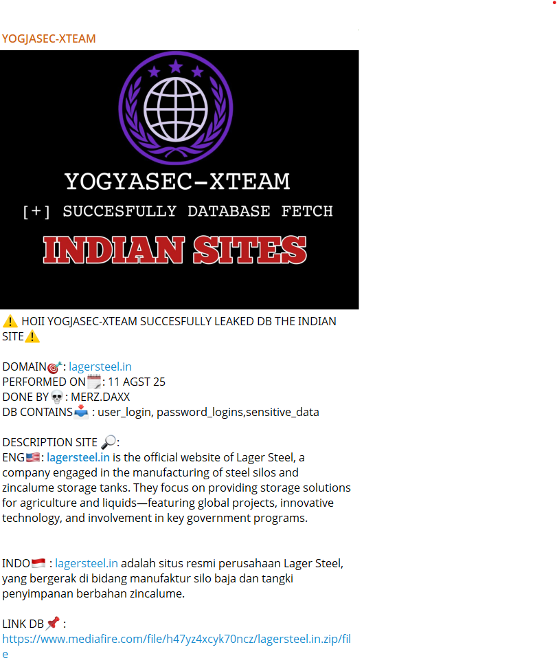 拉格钢铁涉嫌数据外泄-xLab 威胁情报