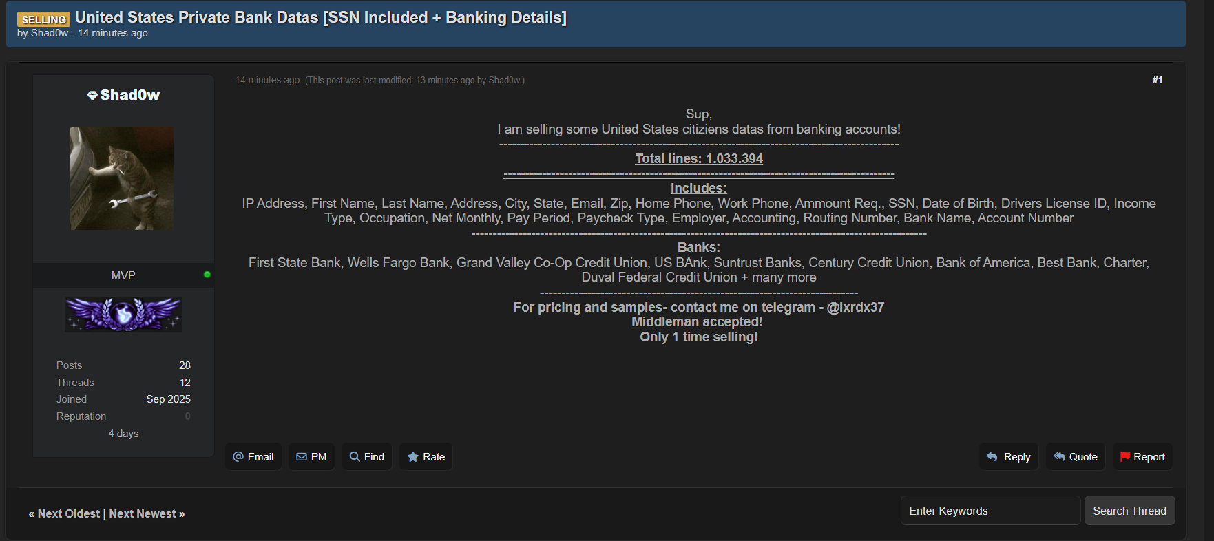 涉嫌出售美国多家私人银行的公民数据-xLab 威胁情报