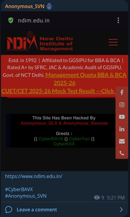 Anonymous_SVN针对新德里管理学院(NDIM)网站-xLab 威胁情报