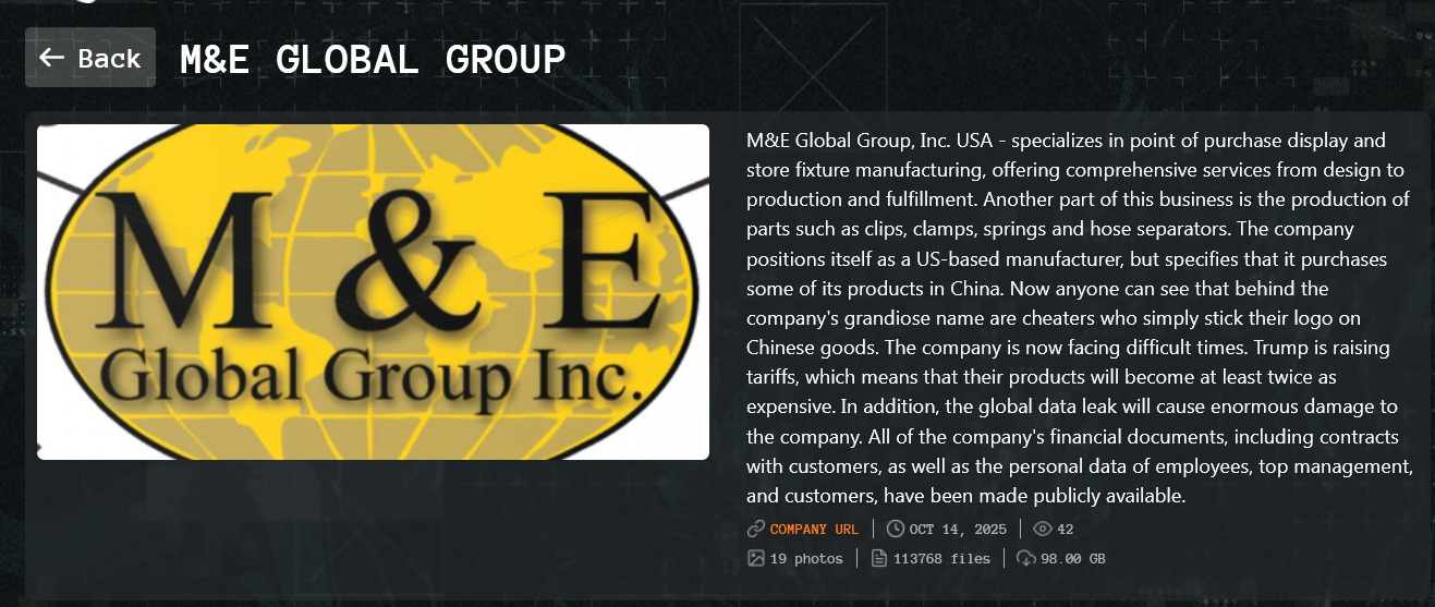 M&E Global Group成为Qilin勒索软件的受害者-xLab 威胁情报
