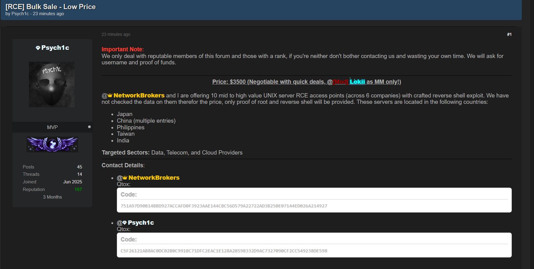 涉嫌向多家公司出售访问权限-xLab 威胁情报