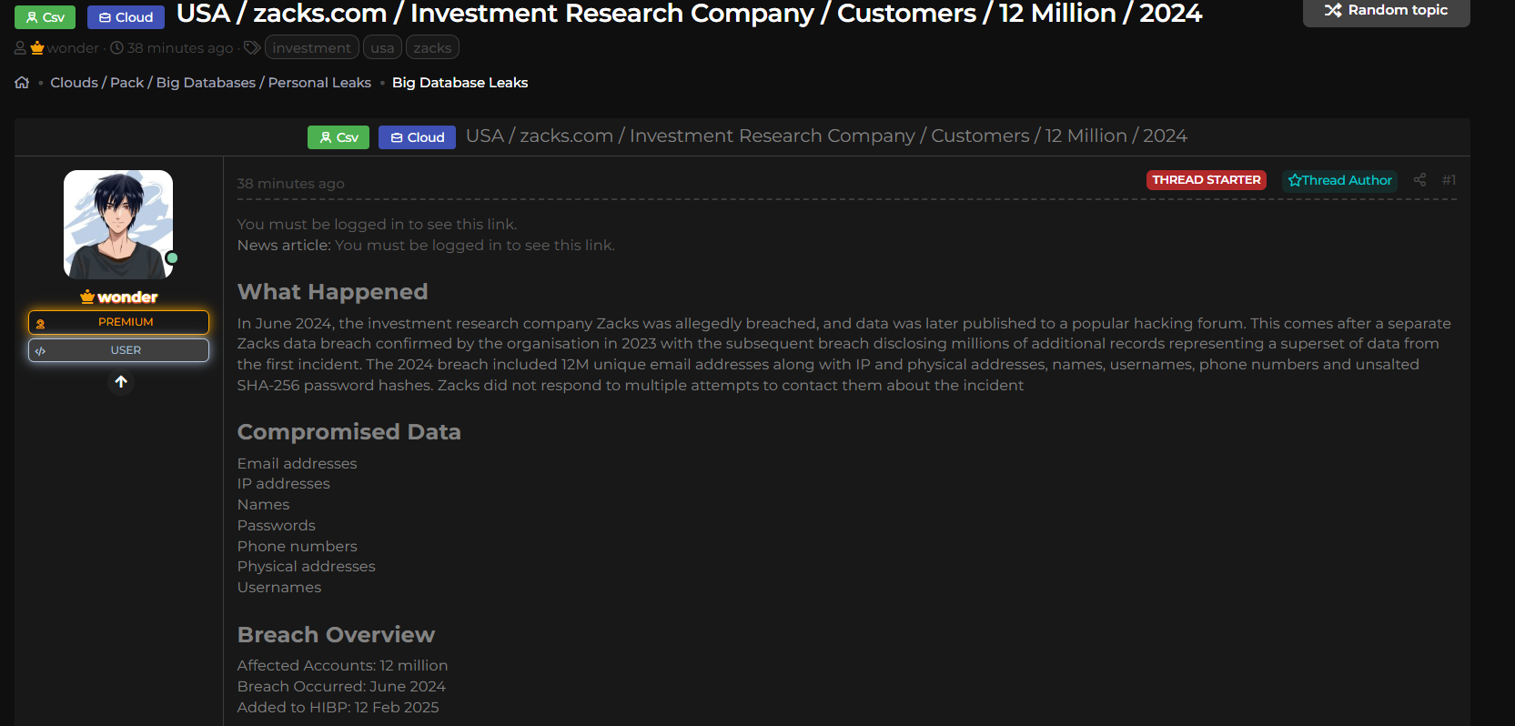Zacks Investment Research涉嫌出售数据-xLab 威胁情报