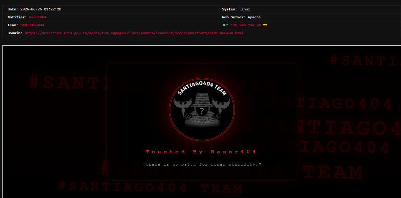 Raxor404 targets the website of District Secretariat of Social Integration, Bogotá-xLab 威胁情报