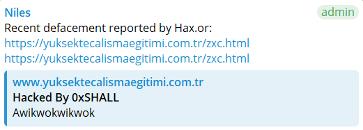 Hax.or targets the website of Yüksekte Çalışma Eğitimi-xLab 威胁情报