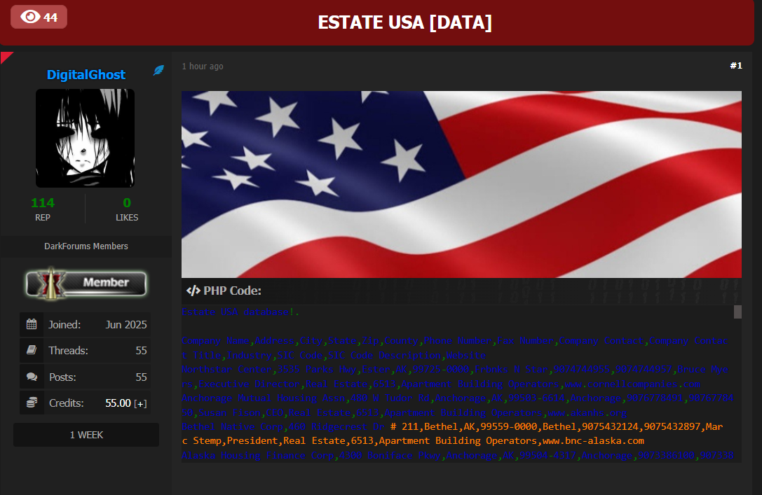 涉嫌出售美国身份不明财产的数据-xLab 威胁情报