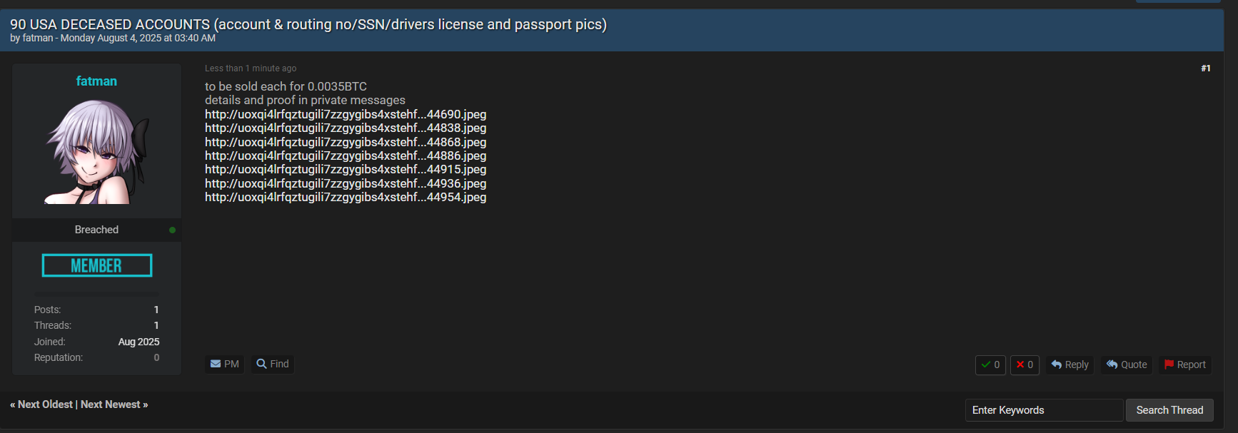 涉嫌出售美国死者账户-xLab 威胁情报