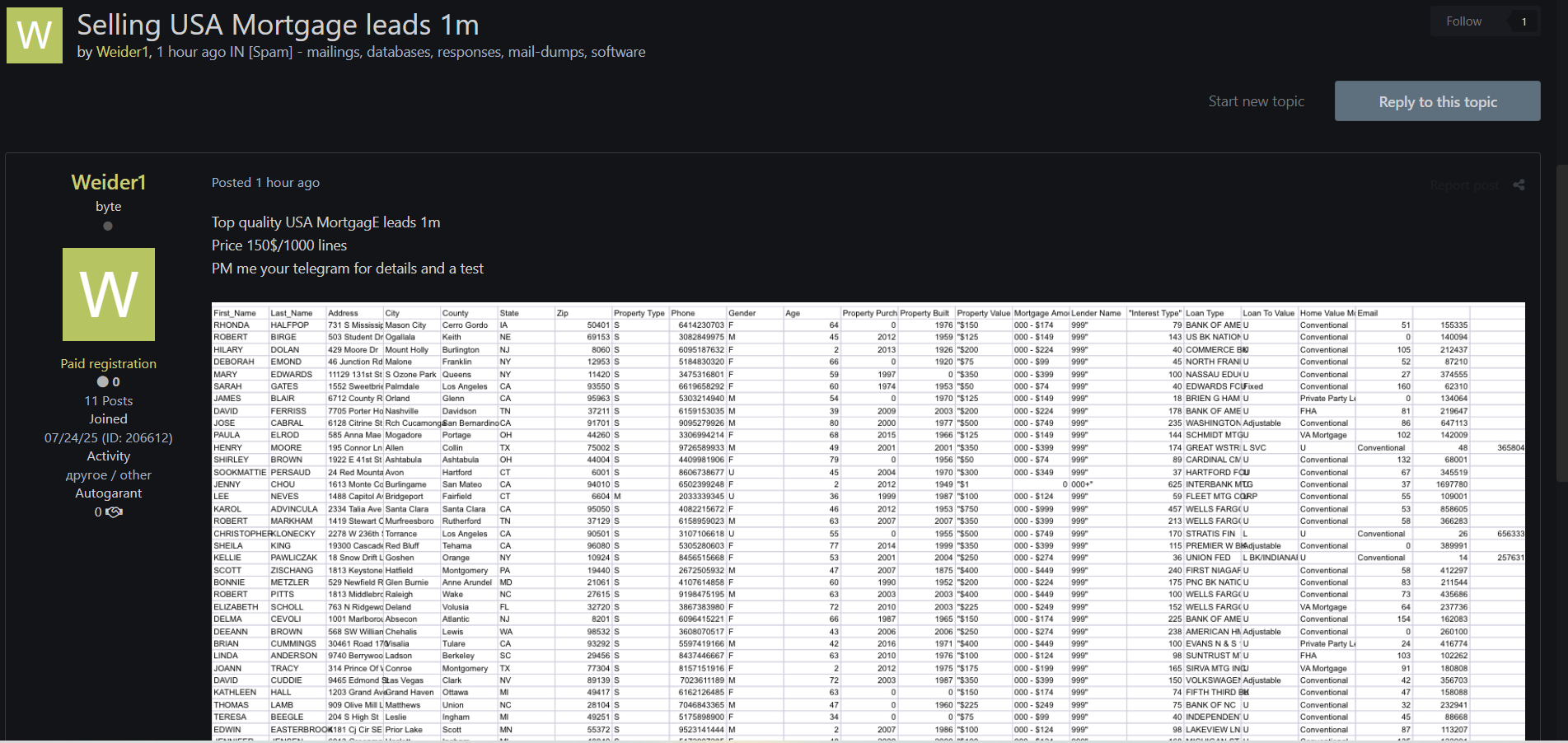 涉嫌出售美国抵押贷款数据-xLab 威胁情报