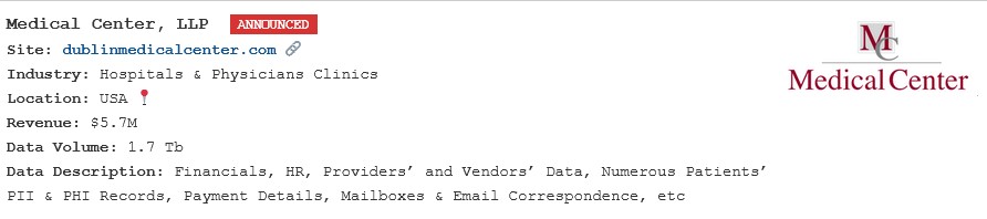 LLP医疗中心成为PEAR勒索软件的受害者-xLab 威胁情报