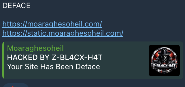 Z-BL4CX-H4T targets the website of Moaraghe Soheil-xLab 威胁情报