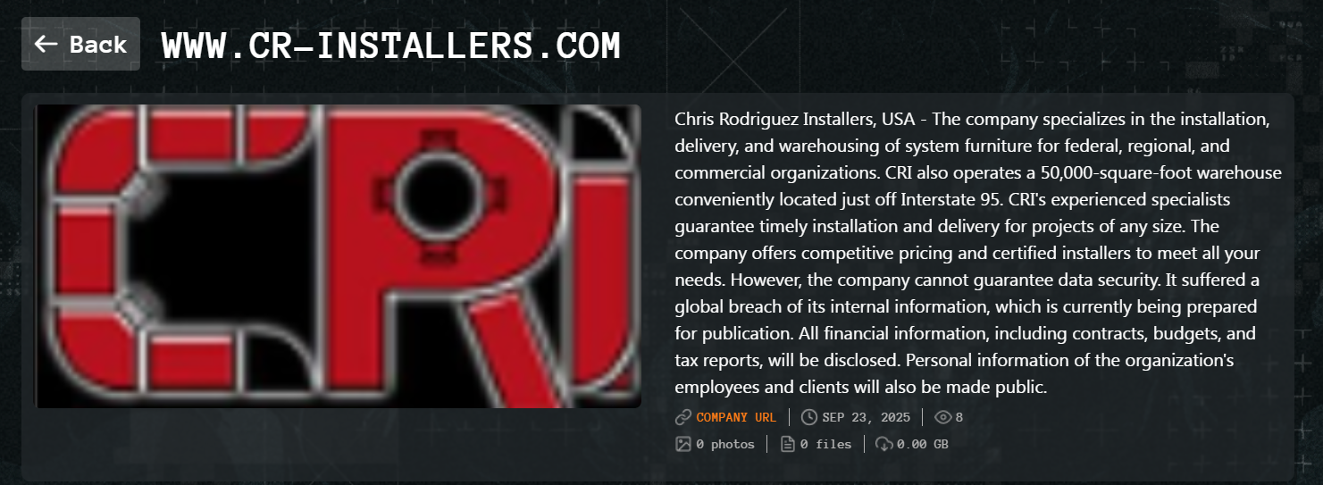 Chris Rodriguez安装人员成为Qilin勒索软件的受害者-xLab 威胁情报