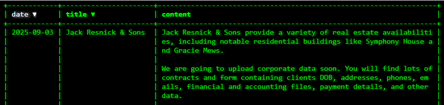 Jack·雷斯尼克父子公司成为akira勒索软件的受害者-xLab 威胁情报
