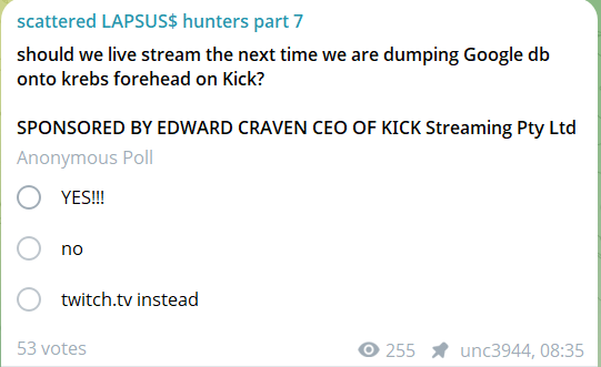 分散的LAPSUS$猎人7.0声称瞄准Twitch-xLab 威胁情报