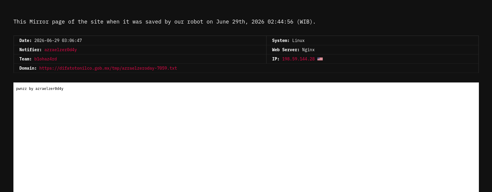 azraelzer0d4y targets the website of System for the Integral Development of the Family-xLab 威胁情报