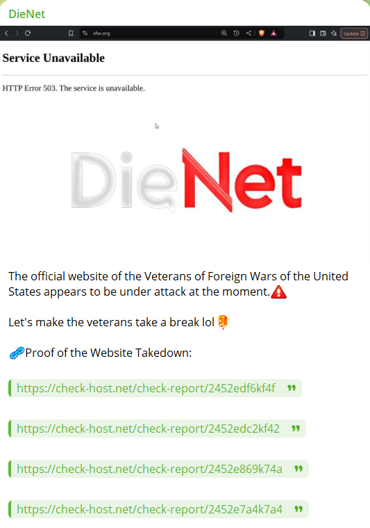 DieNet瞄准外国战争退伍军人网站-xLab 威胁情报