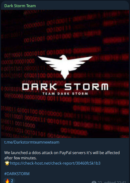 Dark Storm Team瞄准PayPal Holdings,Inc.网站-xLab 威胁情报