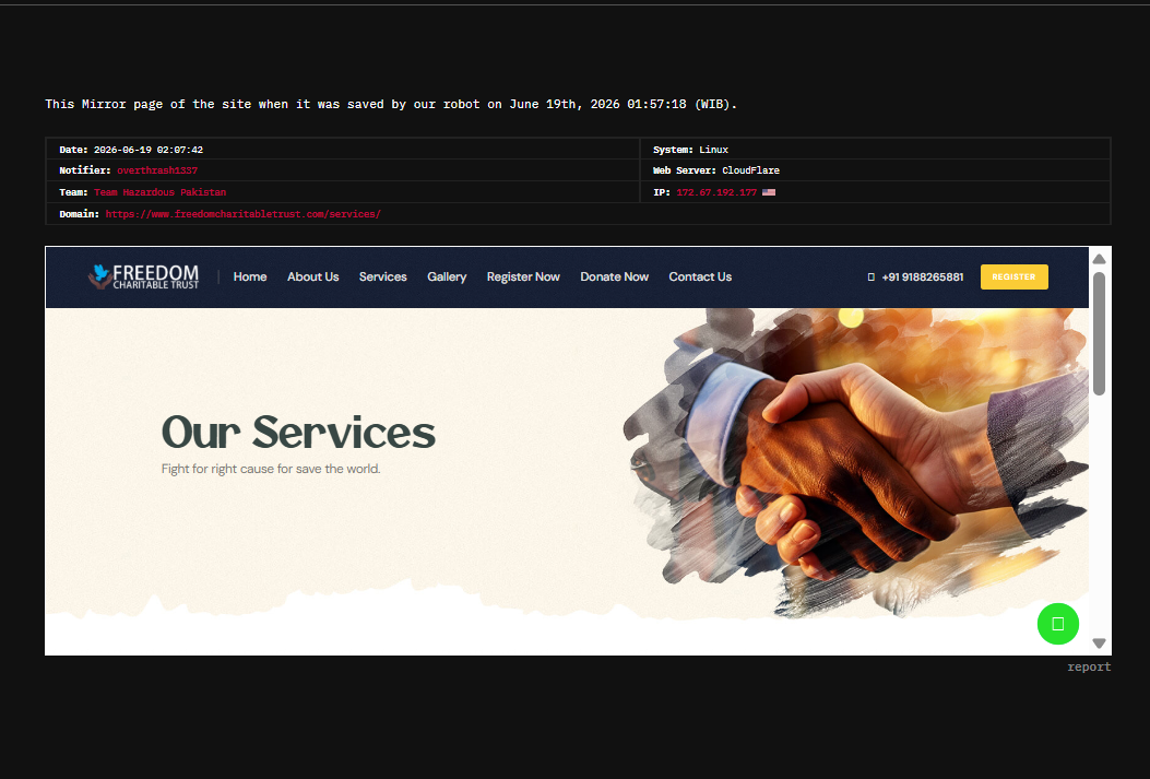 Team Hazardous Pakistan targets the website of Freedom Charitable Trust-xLab 威胁情报