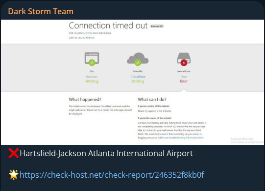 Dark Storm Team瞄准哈兹菲尔德-杰克森亚特兰大国际机场网站-xLab 威胁情报
