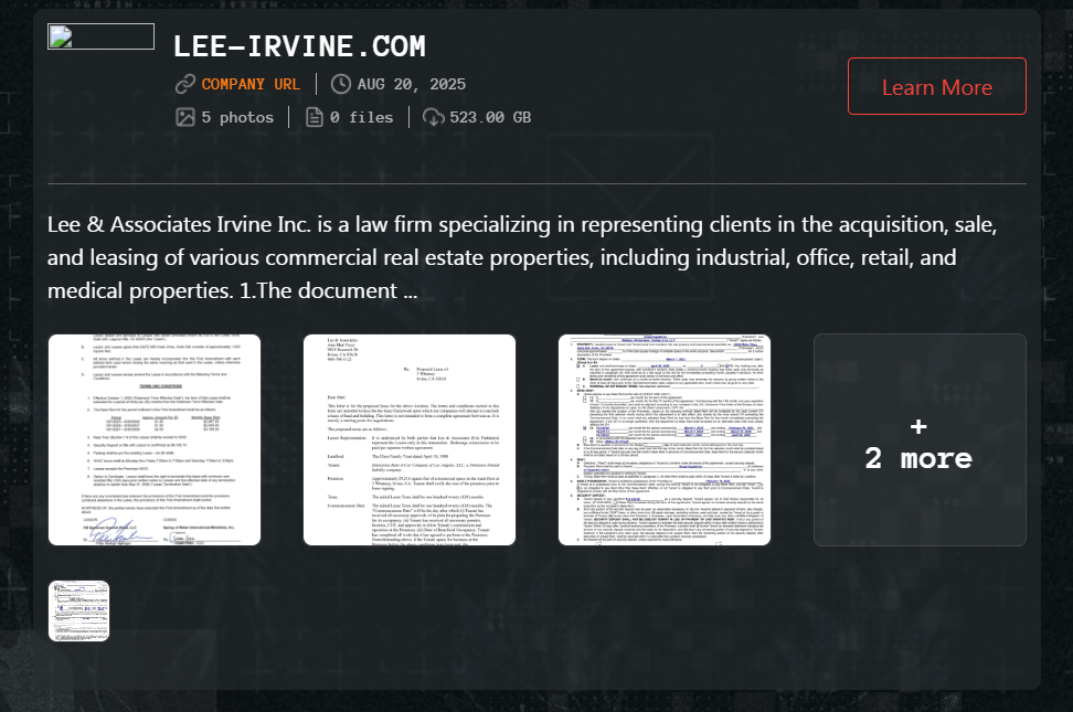 Lee&Associates-Irvine成为Qilin勒索软件的受害者-xLab 威胁情报