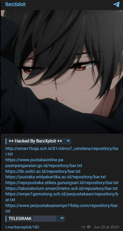 BARZXPLOIT targets the website of STIKES Gunungsari-xLab 威胁情报
