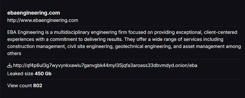 INC.EBA Engineering成为CHAOS勒索软件的受害者-xLab 威胁情报