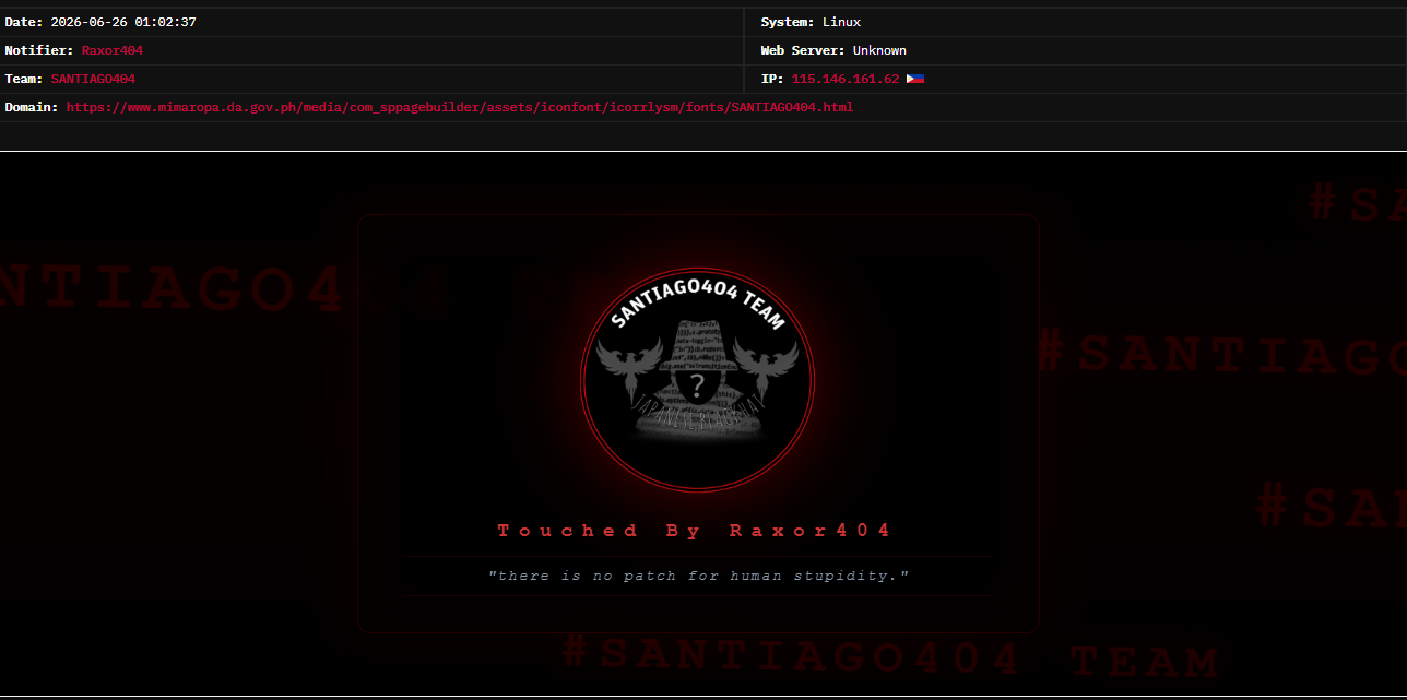 Raxor404 targets the website of Department of Agriculture – MIMAROPA Regional Field Office-xLab 威胁情报