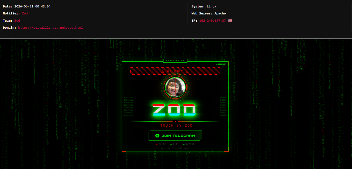 Zod targets the website of PortalCheat12-xLab 威胁情报