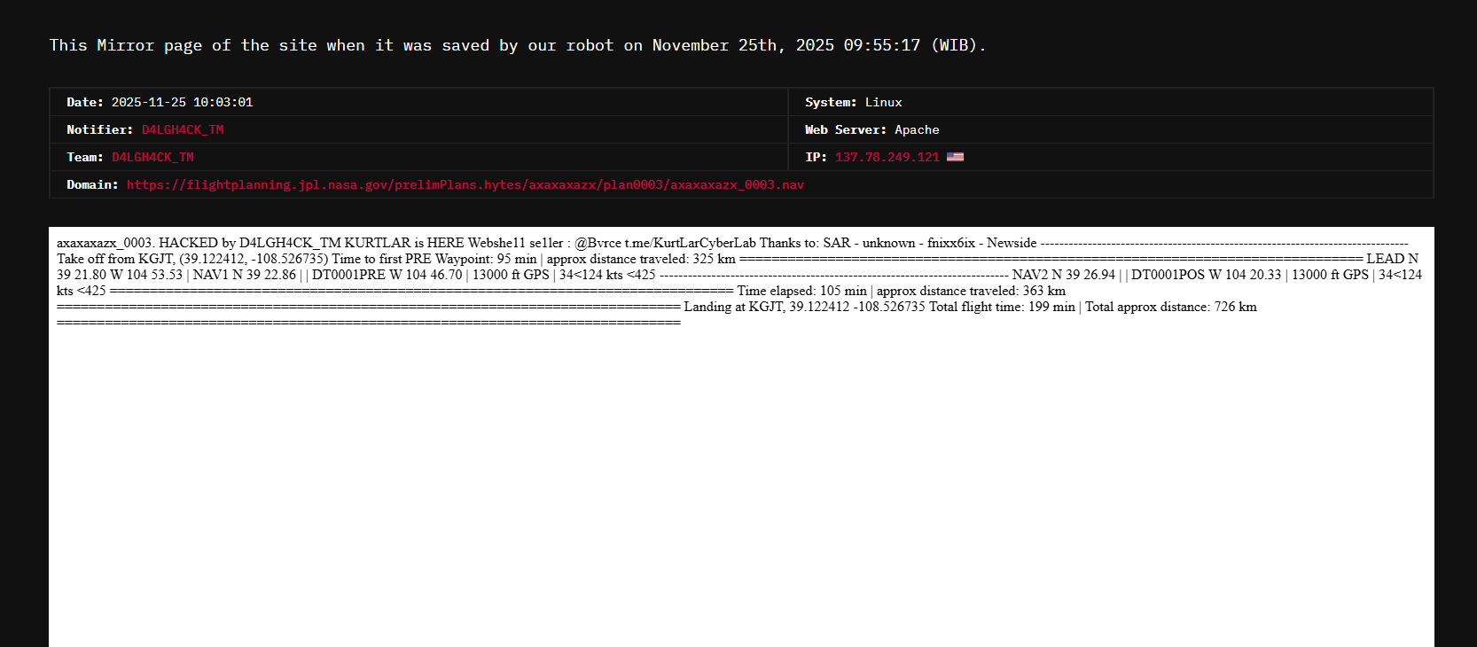 D4LGH4CK_TM针对喷气推进实验室的网站-xLab 威胁情报