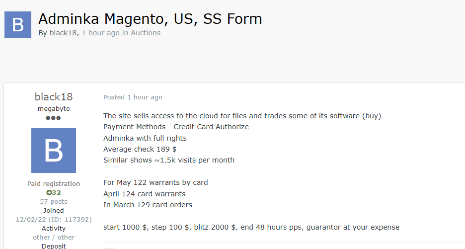 涉嫌出售Magento Admin Panel与美国云服务相关-xLab 威胁情报
