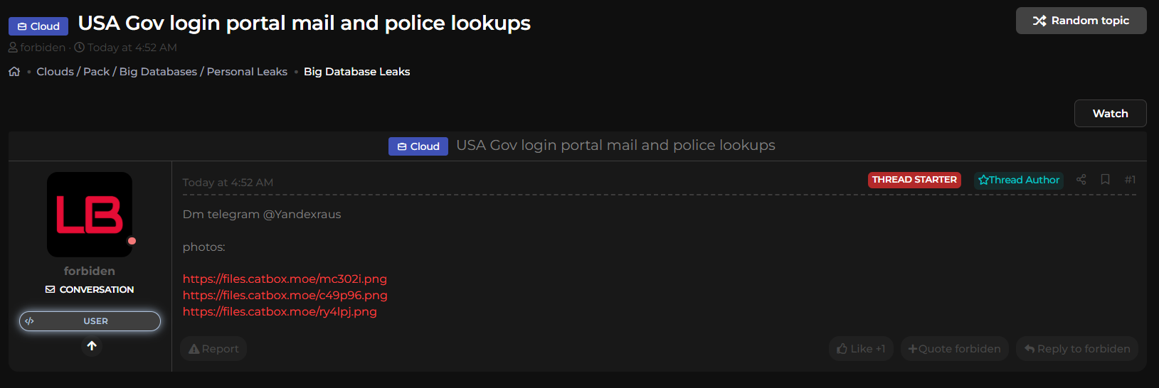 涉嫌泄露美国政府登录门户邮件和警方查找-xLab 威胁情报