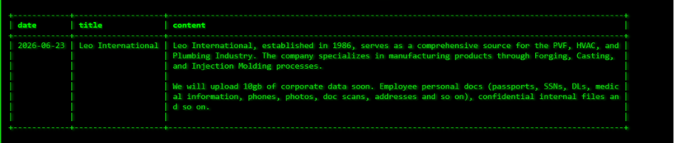 Leo International INC falls victim to akira ransomware-xLab 威胁情报