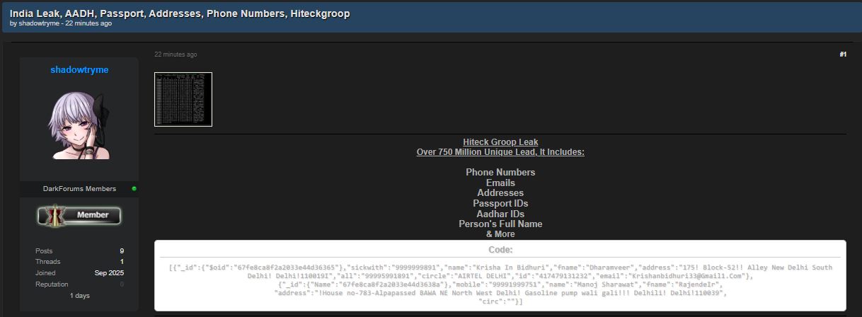 据称在印度泄露了7.5亿条独特线索-xLab 威胁情报