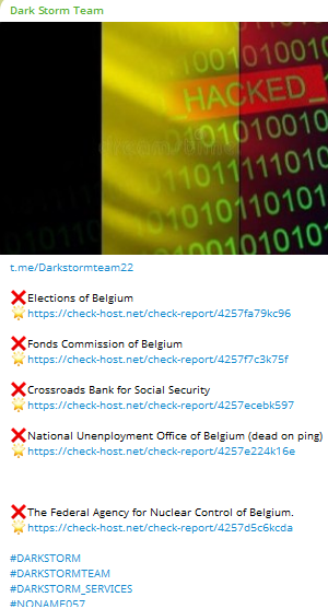 Dark Storm Team targets the website of National Employment Office Belgium-xLab 威胁情报