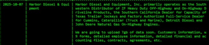 INC.Harbor Diesel and Equipment成为akira勒索软件的受害者-xLab 威胁情报